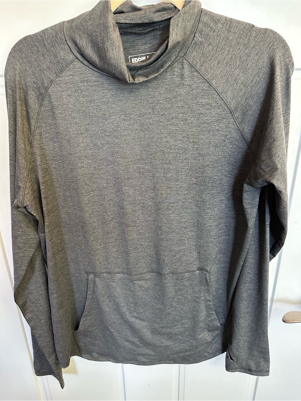 NWOT Eddie Bauer Gray Long-Sleeve Pullover Kangaroo Pocket Light Weight